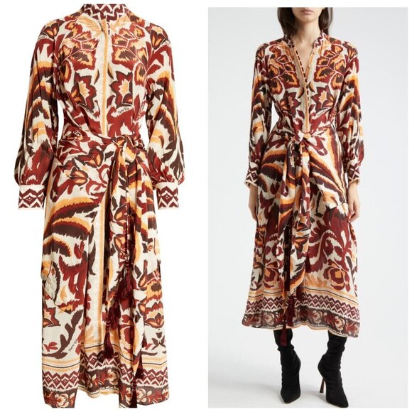 FARM RIO Cream Toucans Scarf Maxi Dress Small - Picture 1 of 15
